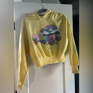 Billabong Yellow Cropped Graphic Hoodie